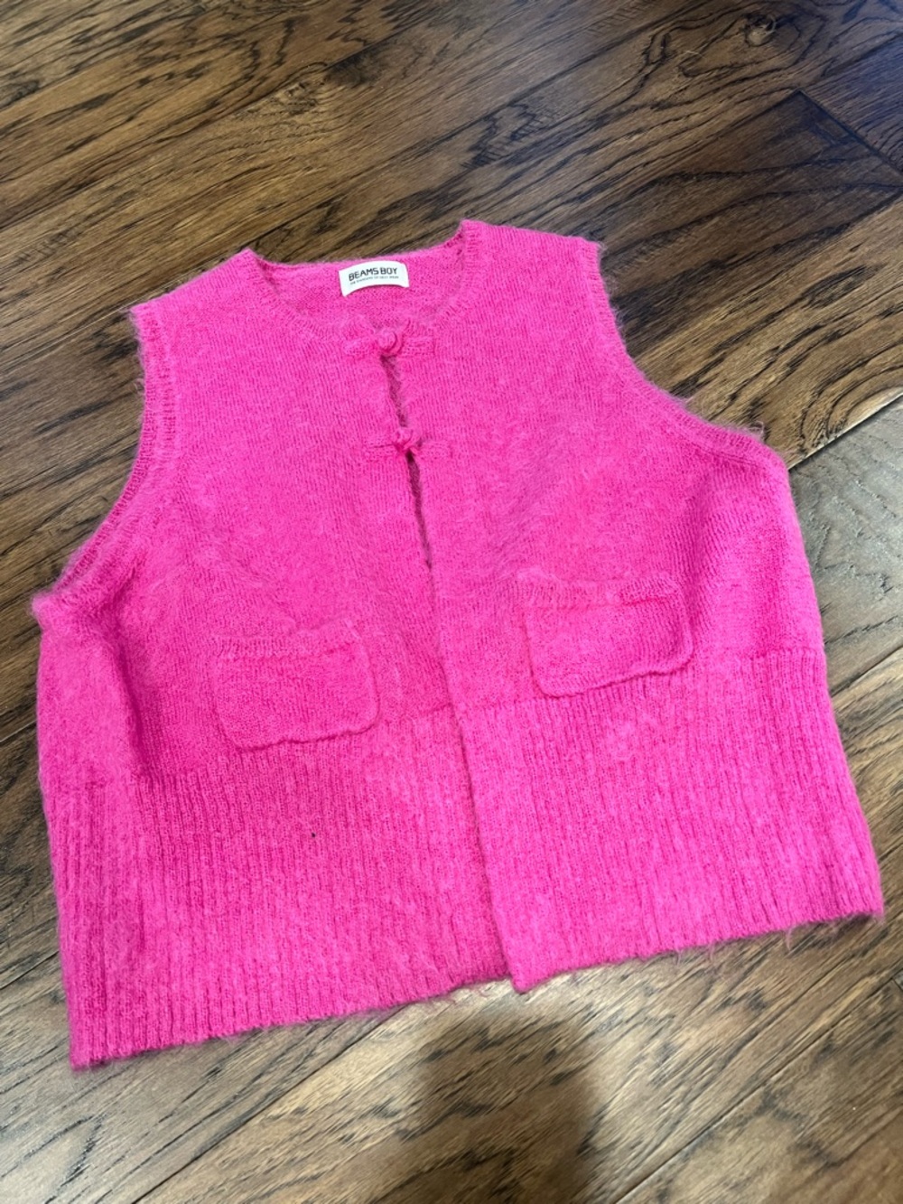 BEAMS BOY Pink Mohair Wool Knit Vest